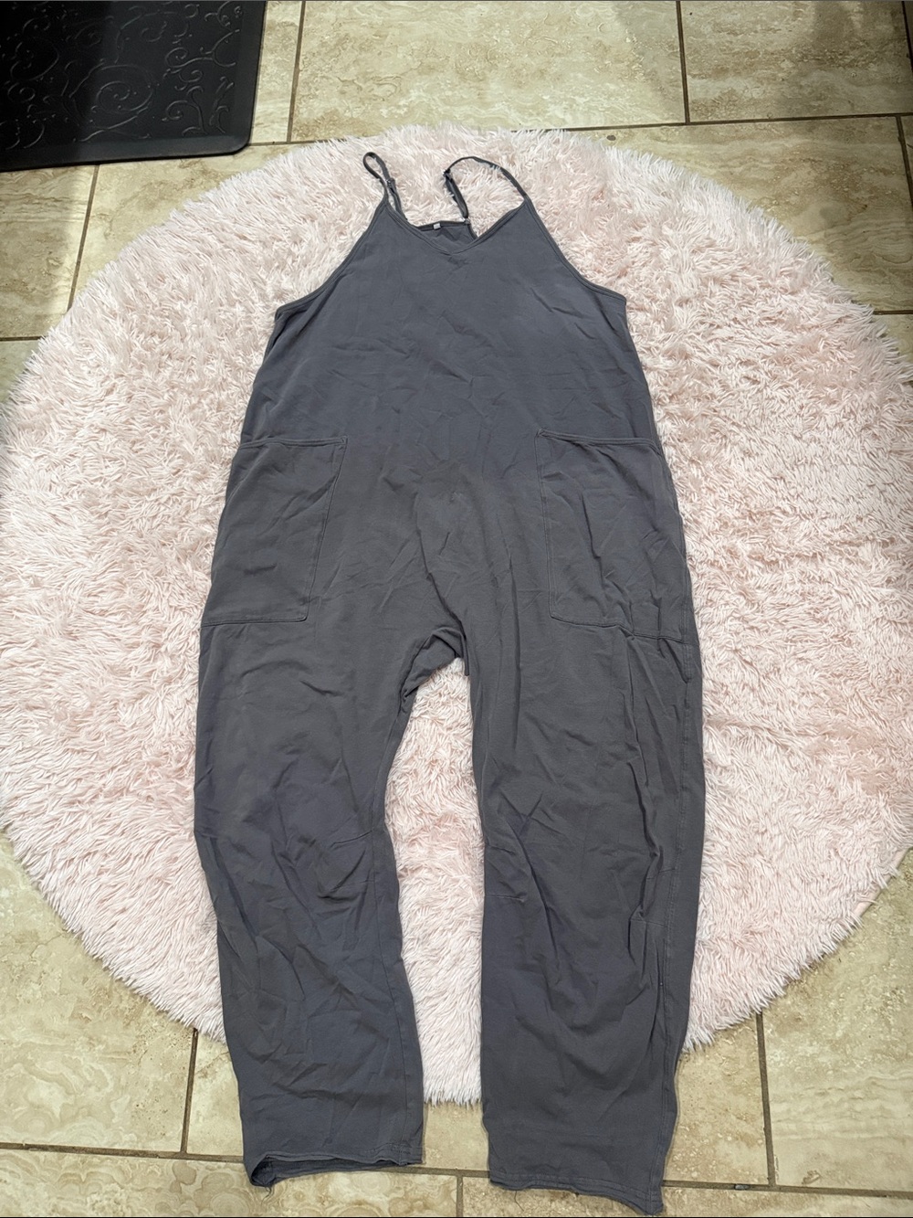 Relaxed Charcoal Women’s Jumpsuit - Sleeveless Utility Style